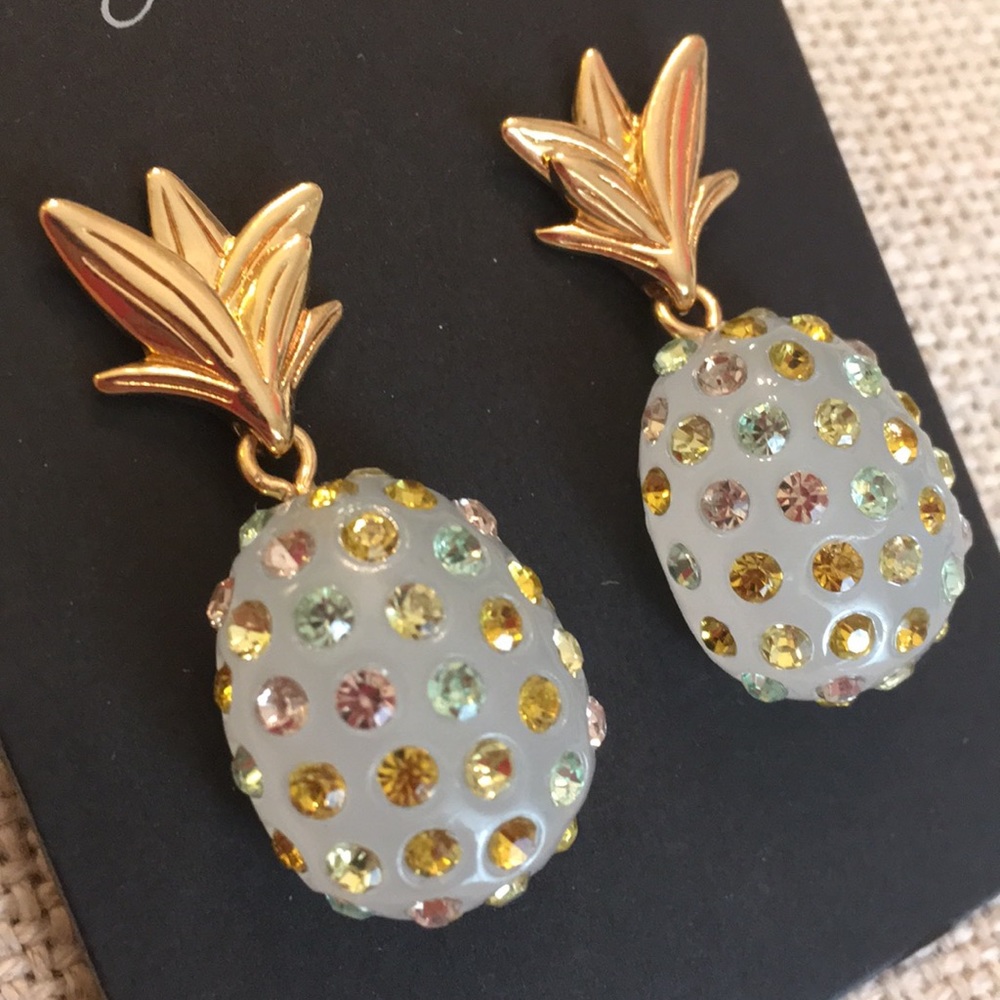 J. Crew Sparkle Pineapple Earrings Frosted Citrus - Picture 3 of 8
